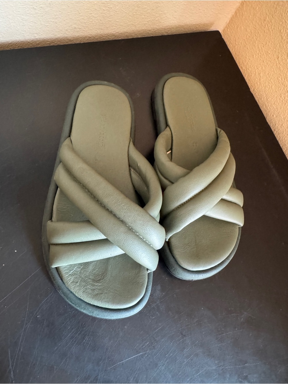 Shoe the Bear Denmark Leather Lotta Mule Sandal Algae Green